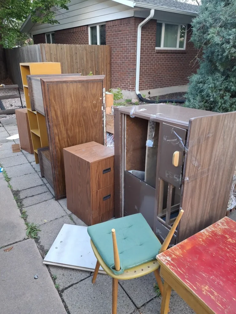 Furniture and household items during a property cleanout in Colorado Springs
